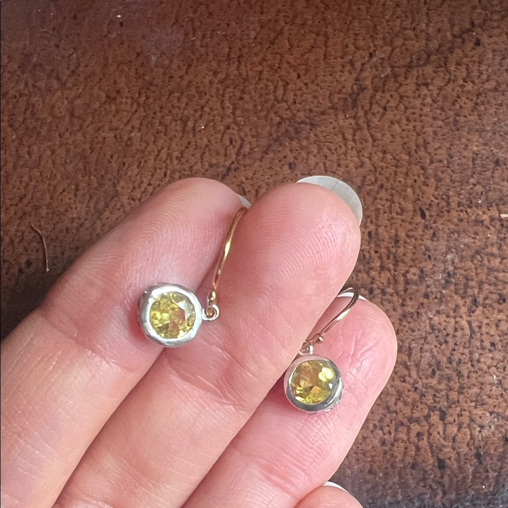 Elegant Gold tone and Silver Drop Earrings